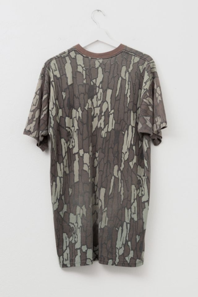 Vintage 1990s Distressed Tree Bark Camo Ringer Pocket T-Shirt #2