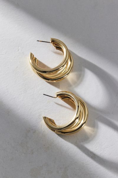 14k Gold Plated Triple Hoop Earring