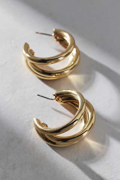 14k Gold Plated Triple Hoop Earring