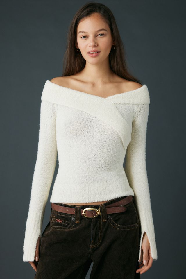 Kimchi Blue Andie Asymmetric Foldover Off-The-Shoulder Sweater #1