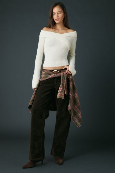 Kimchi Blue Andie Asymmetric Foldover Off-The-Shoulder Sweater