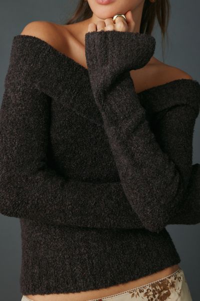 Kimchi Blue Andie Asymmetric Foldover Off-The-Shoulder Sweater