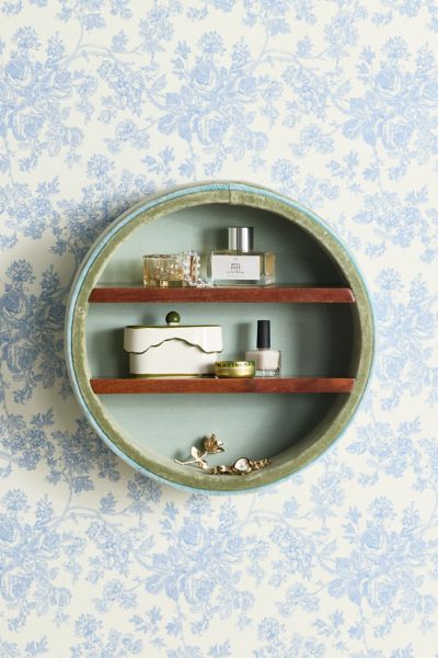 Jane Round Velvet Upholstered Wall Shelf