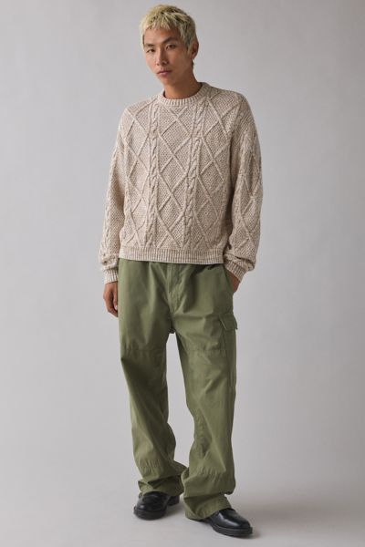 UO Kieran Cable Knit Boxy Crew Neck Sweater