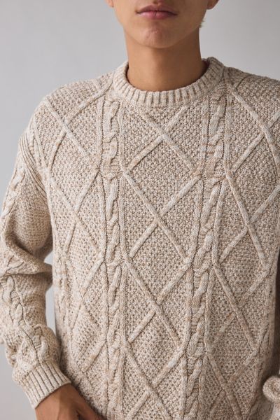 UO Kieran Cable Knit Boxy Crew Neck Sweater