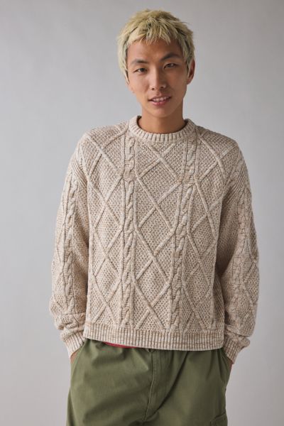 UO Kieran Cable Knit Boxy Crew Neck Sweater