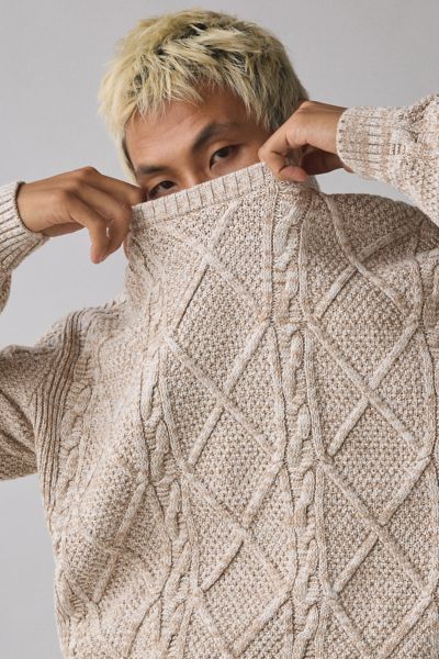 UO Kieran Cable Knit Boxy Crew Neck Sweater