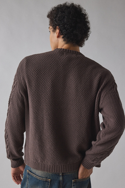 UO Kieran Cable Knit Boxy Crew Neck Sweater