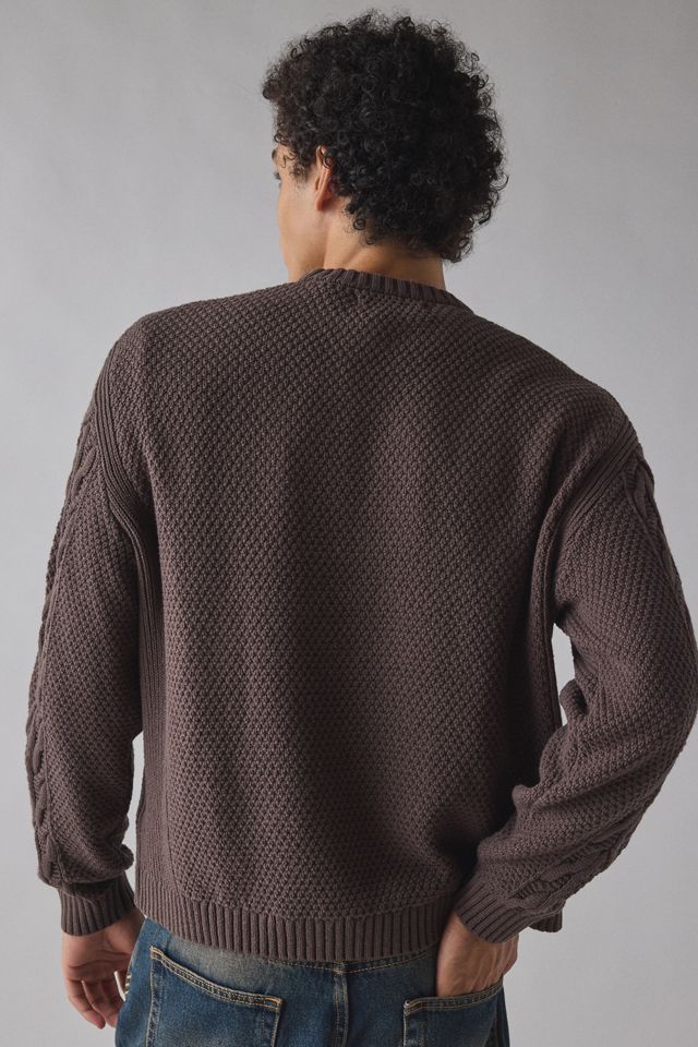 UO Kieran Cable Knit Boxy Crew Neck Sweater