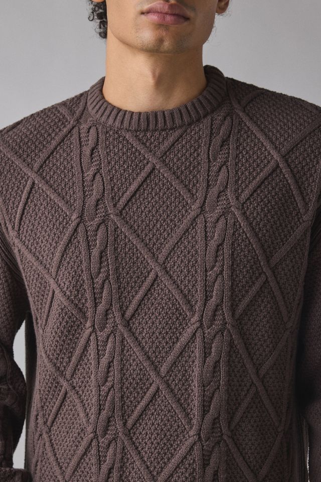 UO Kieran Cable Knit Boxy Crew Neck Sweater