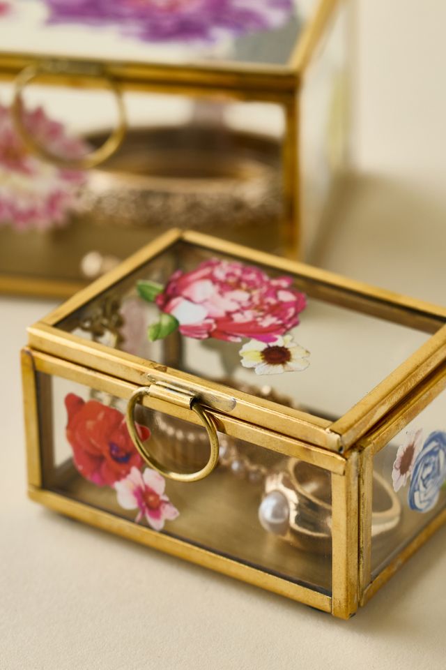 Floral Glass Trinket Box #1