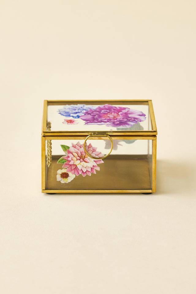 Floral Glass Trinket Box #2