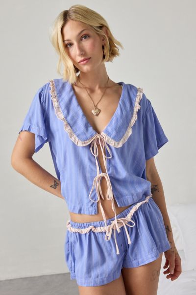Out From Under Sweet Dreams Tie-Front Top + Micro Short PJ Set