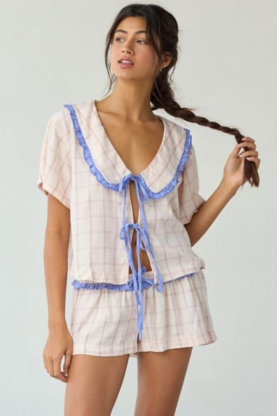 Out From Under Sweet Dreams Tie-Front Top + Micro Short PJ Set