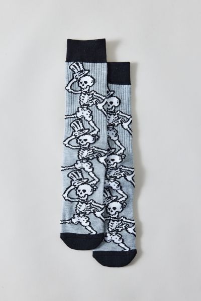 Urban Outfitters Grateful Dead Dancing Skeletons Crew Sock In Grey, Men's At  In Gray