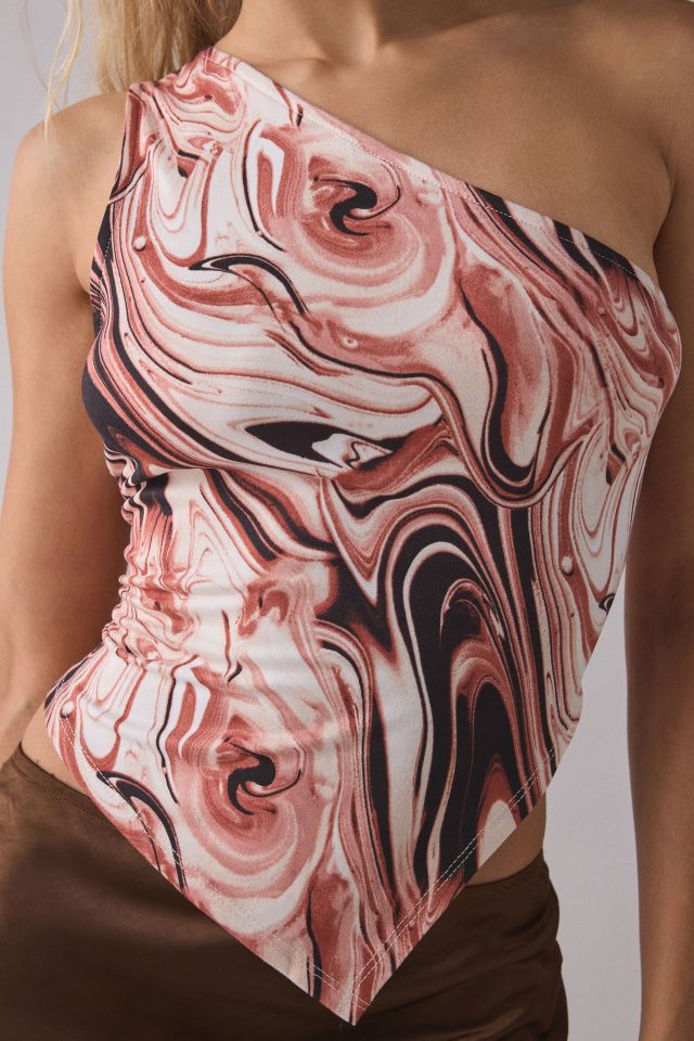 ReMADE By UO Remnants Swirl Asymmetric One Shoulder Top #1