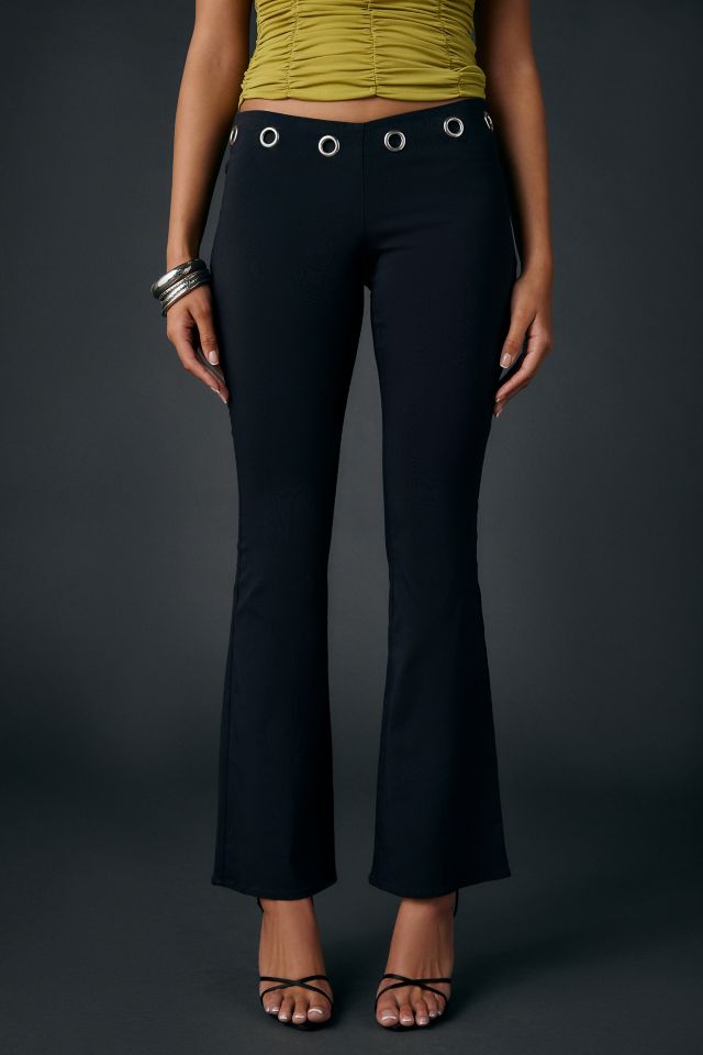 UO Hailey Grommet Stretch Pull-On Low-Rise Flare Pant #1