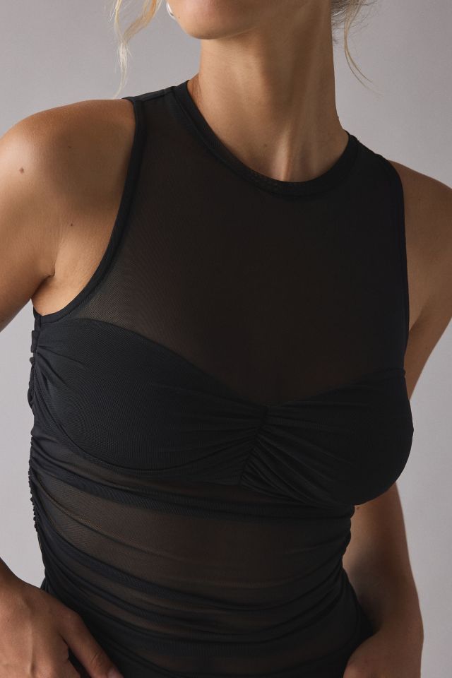 AFRM Cannari Sheer Mesh Illusion Ruched Top #1