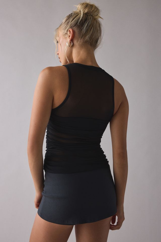 AFRM Cannari Sheer Mesh Illusion Ruched Top #2