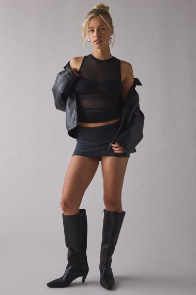 AFRM Cannari Sheer Mesh Illusion Ruched Top