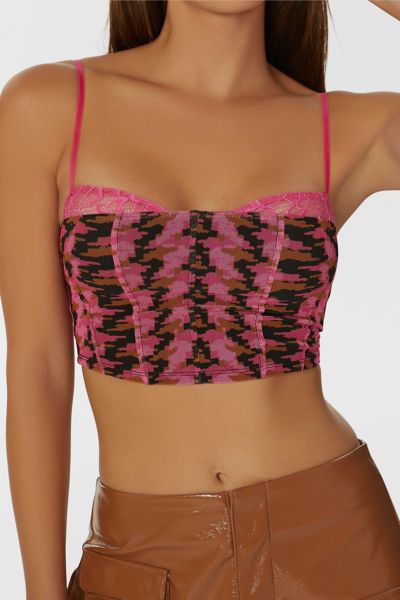 AFRM Pink Herringbone Nolan Corset Top