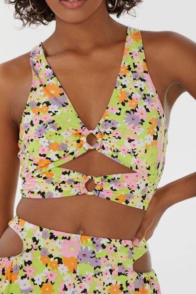 AFRM Spring Blush Bouquet Darya O-Ring Detail Crop Tank Top