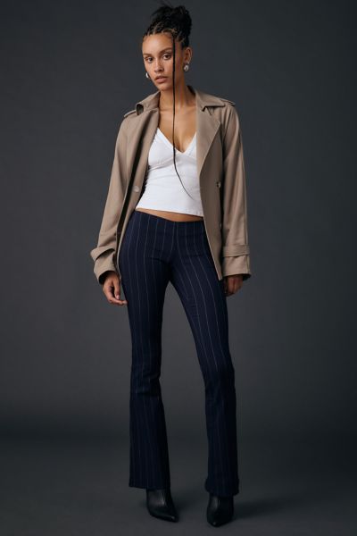 UO Hailey Pinstripe Stretch Pull-On Low-Rise Flare Pant