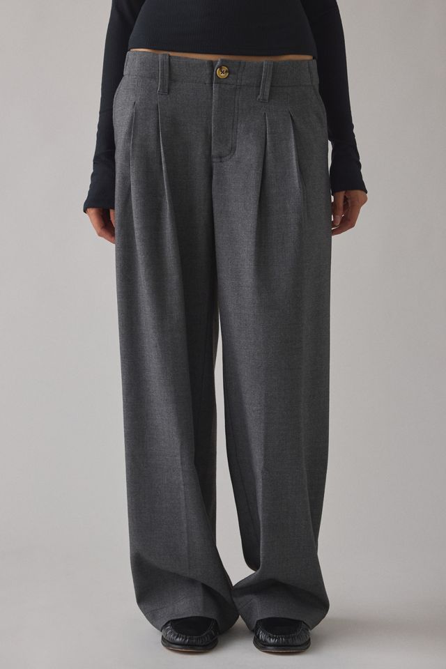 UO Cozy Twill Pleated Wide Leg Trouser #1