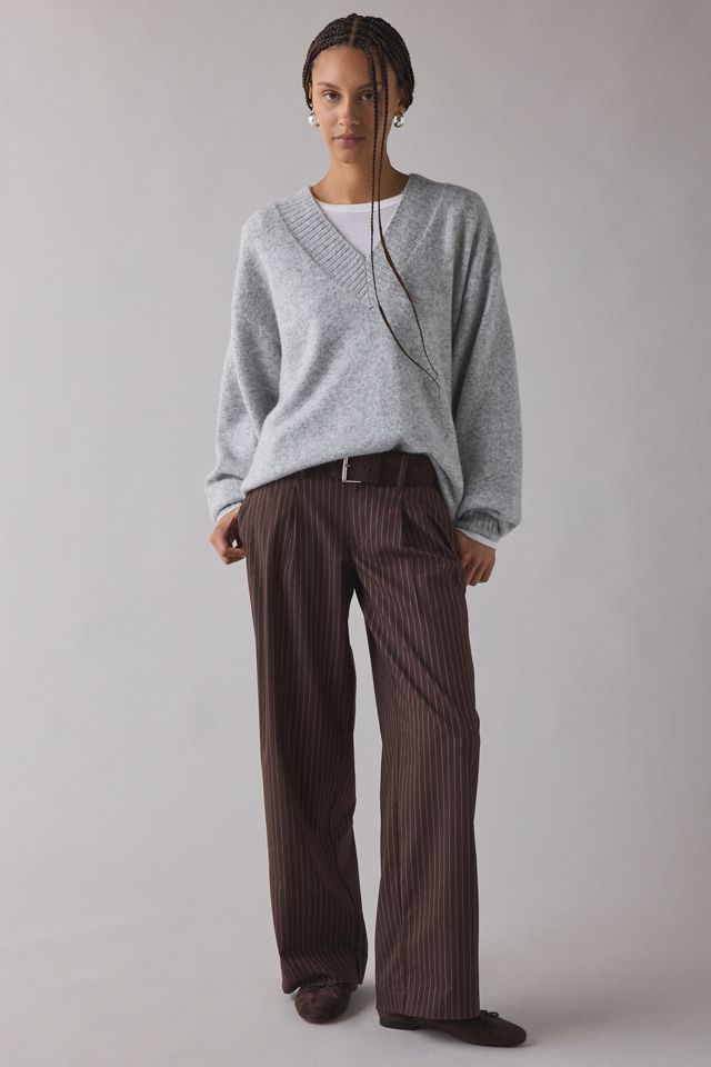 UO Cozy Twill Pleated Wide Leg Trouser #1
