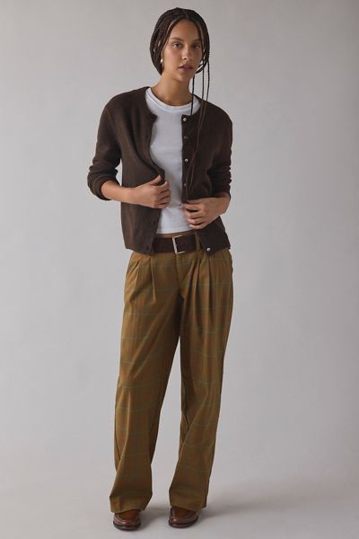 UO Paige Pleated Cropped Trouser Pant | Urban Outfitters
