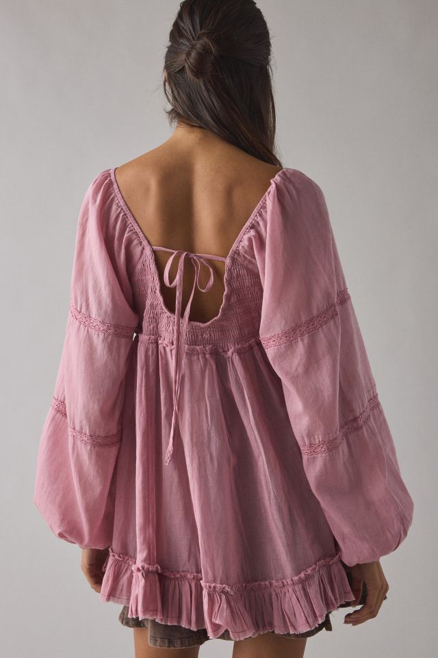 Haut tunique babydoll Delphine à manches longues et garniture en dentelle Kimchi Blue #3