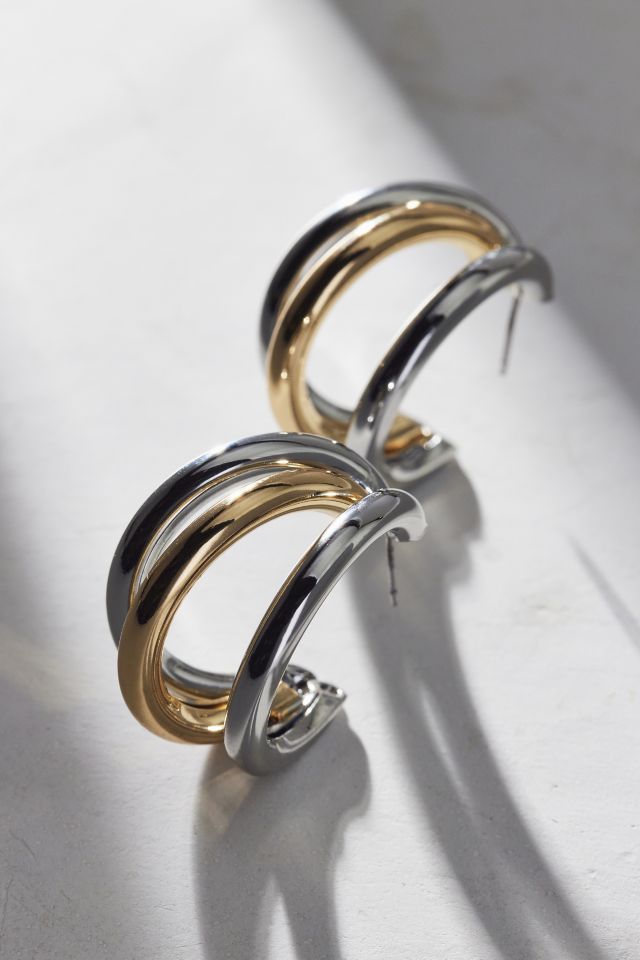 Mixed Metal Statement Hoop Earring #1