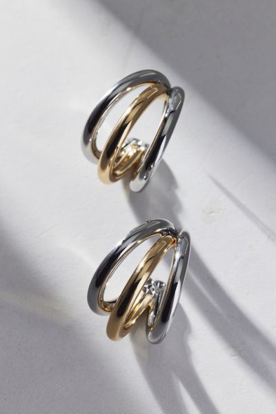 Boucle d'oreille créole de déclaration en métal mixte