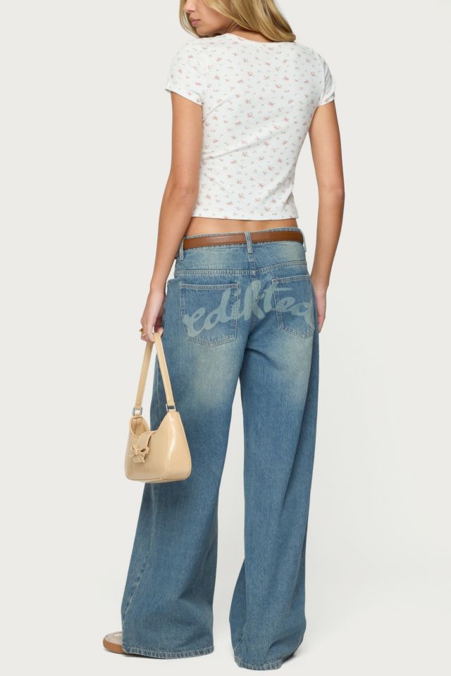 Edikted Graphic Vintage Washed Low Rise Jeans #1