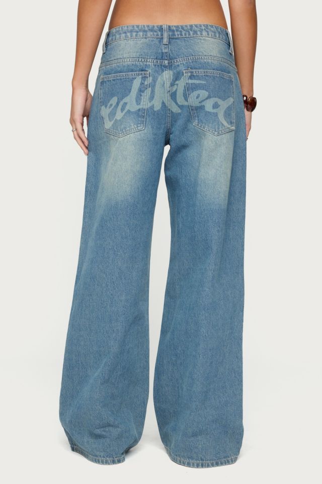 Edikted Graphic Vintage Washed Low Rise Jeans #4