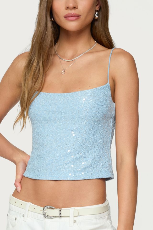 Edikted Metallic & Sequin Textured Tank Top #1