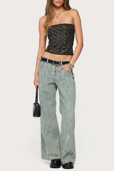 Edikted Blanco Studded Grommet Tube Top In Black