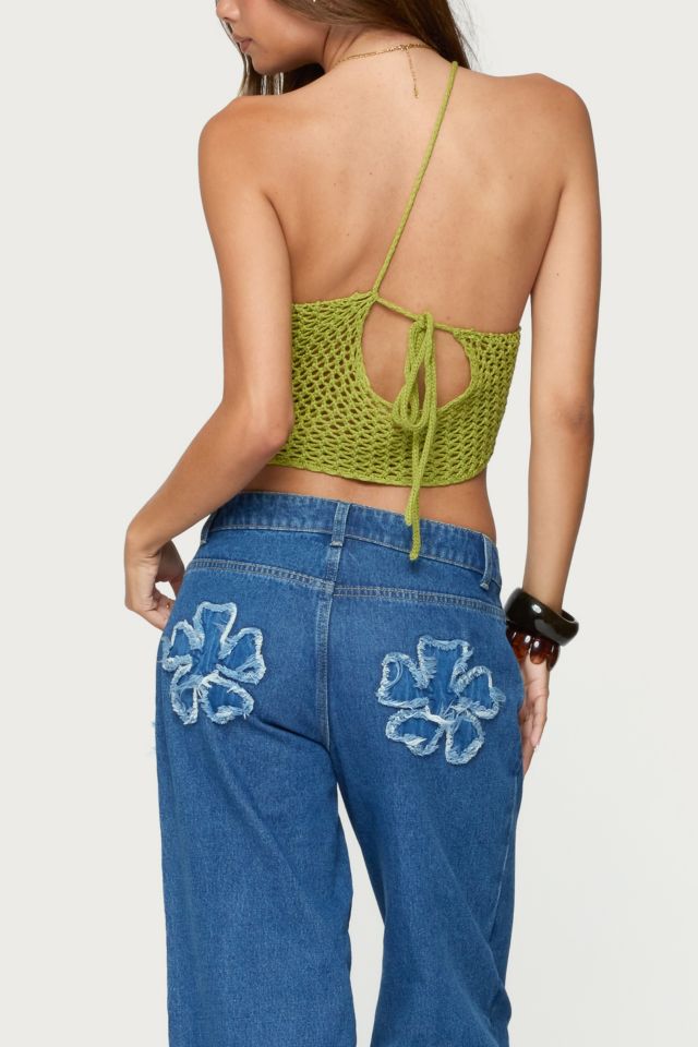 Edikted Daley Asymmetric One Shoulder Crochet Top #2