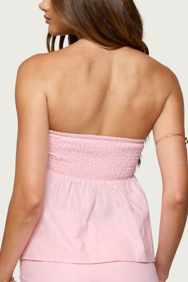 Edikted Avalai Linen Look Strapless Babydoll Top #4
