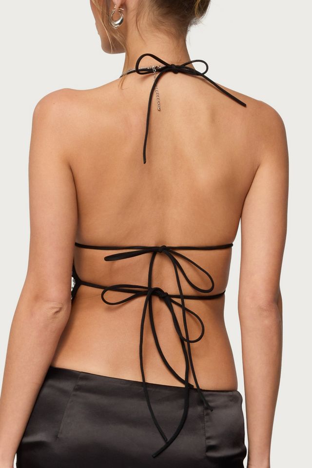 Edikted Nelley Backless Beaded Sequin Chiffon Top #4