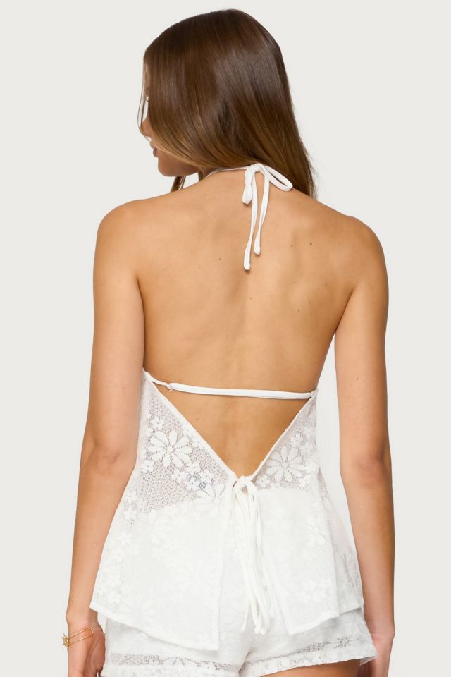 Edikted Arlie Floral Texured Sheer Halter Top #4