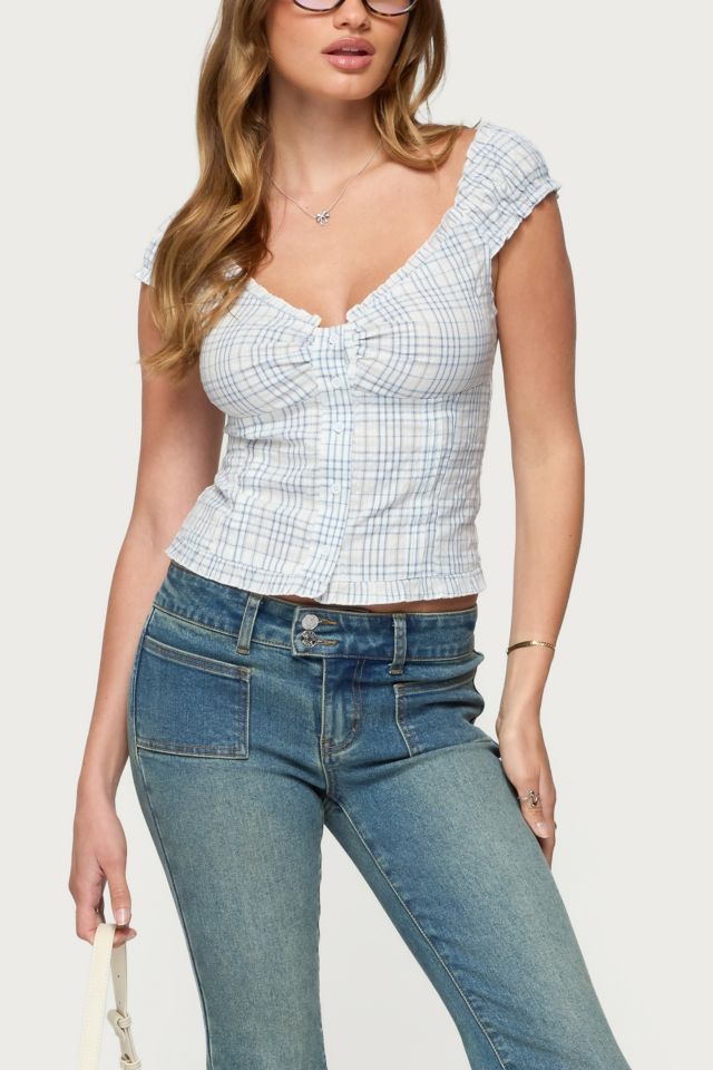 Edikted Dolsy Plaid Button Up Top #3