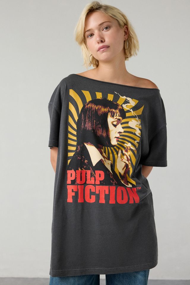 Pulp Fiction Graphic Off-The-Shoulder T-Shirt Dress #1