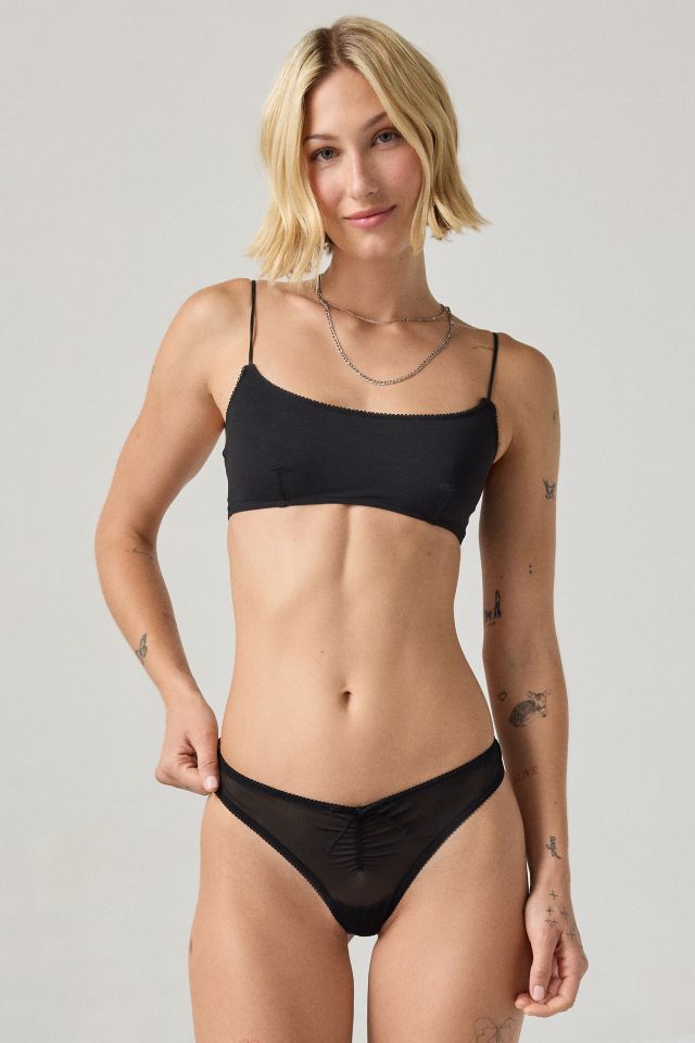 Out From Under Arianna Bow Detail Mesh Thong #1