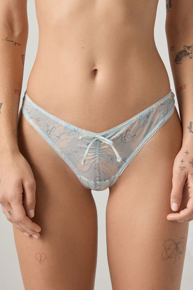 Out From Under Arianna Bow Detail Mesh Thong #1