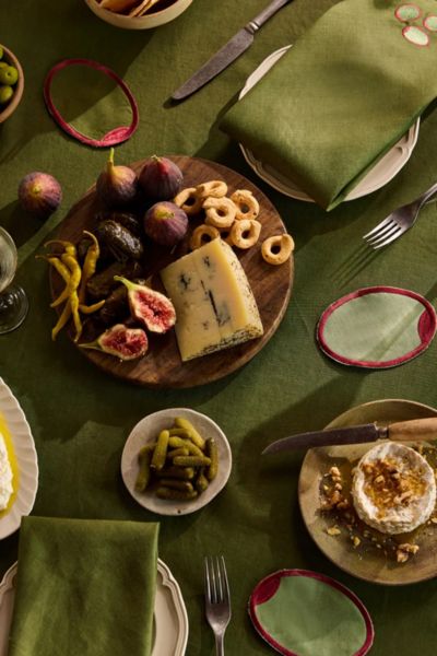 Bed Threads French Flax Linen Les Fruits Coasters In Olive At Urban Outfitters In Green