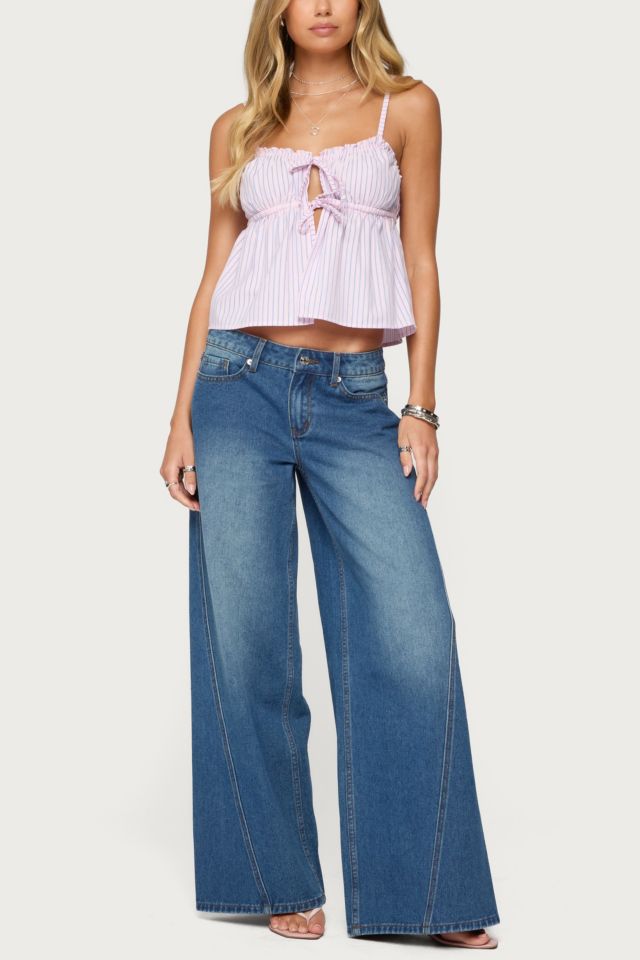 Edikted Avenly Striped Tie Front Babydoll Top #1