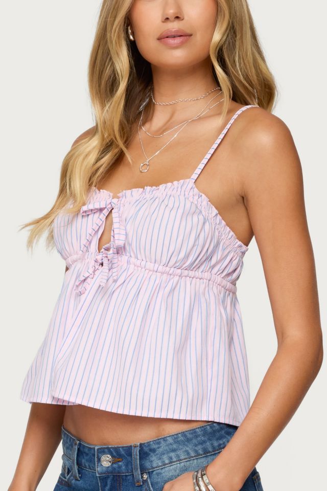 Edikted Avenly Striped Tie Front Babydoll Top #2