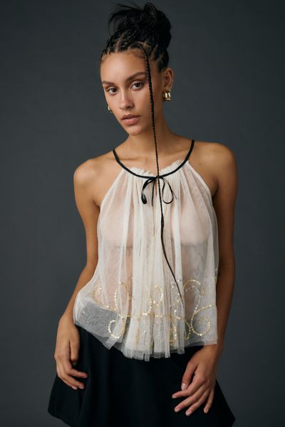 Kimchi Blue Bright Eyes Sequin Embellished Sheer Mesh Cami
