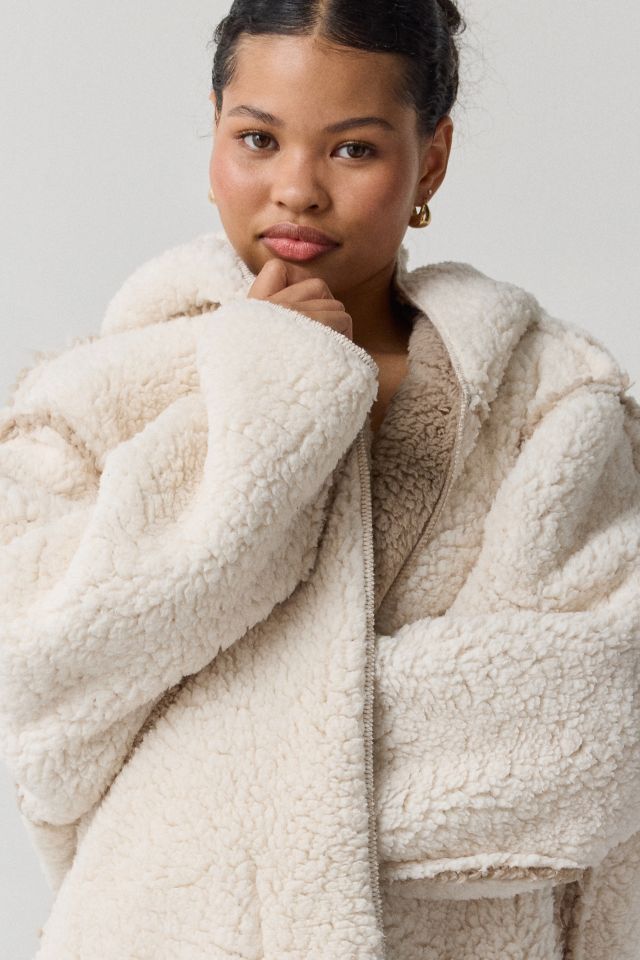 Out From Under Cloud Nine Reversible Fleece Hooded Teddy Jacket #4